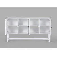 Sideboard Buffet Table 160cm 4 Door Mindi Wood Rattan - White