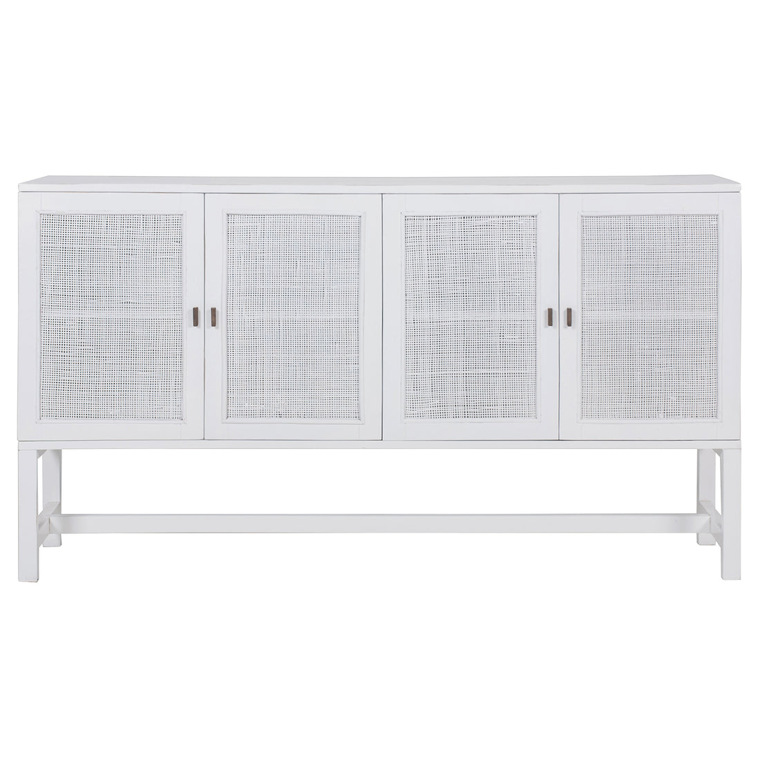 Sideboard Buffet Table 160cm 4 Door Mindi Wood Rattan - White