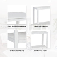 Jasmine Console Hallway Entry Table 110cm Mindi Timber Wood Rattan - White