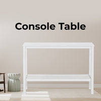 Jasmine Console Hallway Entry Table 110cm Mindi Timber Wood Rattan - White