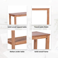 Jasmine Console Hallway Entry Table 110cm Mindi Timber Wood Rattan - Brown