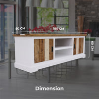 Orville Entertainment TV Unit 180cm 2 Door Solid Acacia Timber - Multi Color