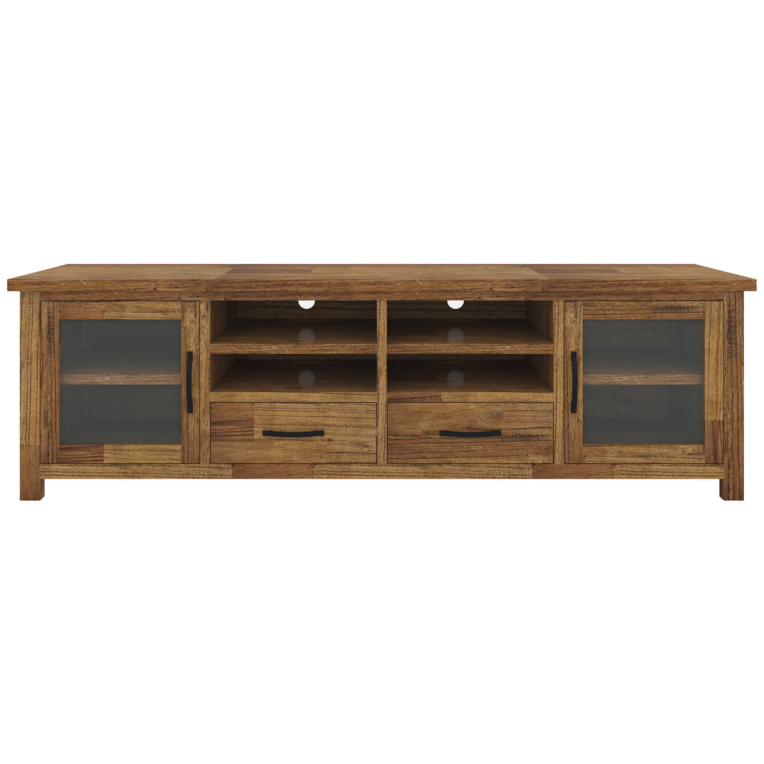 Birdsville Entertainment TV Unit 223cm 2 Door 2 Drawer Mt Ash Wood - Brown