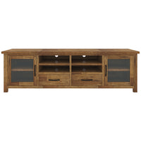 Birdsville Entertainment TV Unit 223cm 2 Door 2 Drawer Mt Ash Wood - Brown
