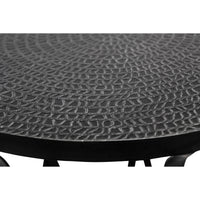 Black Round Iron Side Table with Cross Legs and Silver Finish Top