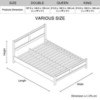 5 Pieces Bedroom Queen Suite - Oak Bed, Bedside Table, Tallboy & Dresser