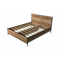 4 Piece Bedroom Queen Suite Light Oak with Metal Legs - Bed, Bedside Table & Tallboy