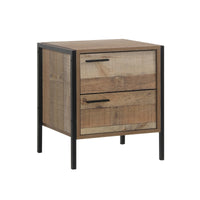 4 Piece Bedroom Queen Suite Light Oak with Metal Legs - Bed, Bedside Table & Tallboy