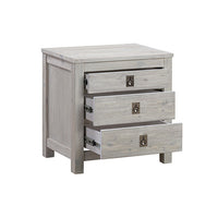 4 Piece Bedroom King Suite with Solid Acacia Wood Veneered Ash - Bed, Bedside Table & Tallboy