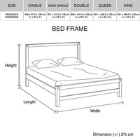 Oak Bed Frame in Solid Acacia Wood with Medium High Headboard - King Single