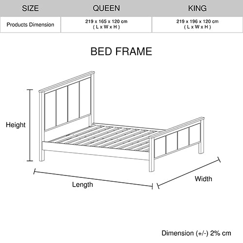 Acacia Ash Wood Bed Frame - King