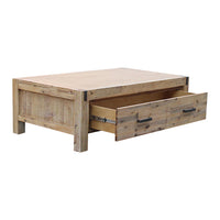 Coffee Table Solid Oak Acacia Wood & Veneer 1 Drawers