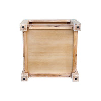 Lamp Table Open Storage with Solid Wooden Frame - Pale Wood