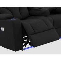 Single Seater Fabric Lounge Set Electric Recliner with LED Features - Black