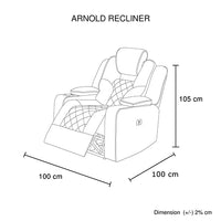 Single Seater Fabric Lounge Set Electric Recliner with LED Features - Black