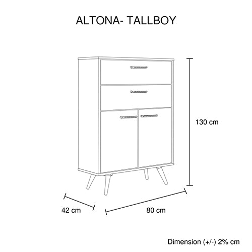 Rustic Tallboy With 4 Drawers Acacia Wood
