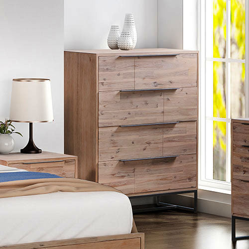 Dark Wood Tallboy with 4 Storage Drawers
