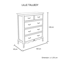 Tallboy Oak Wood Plywood Veneer White Washed Finish Storage Drawers