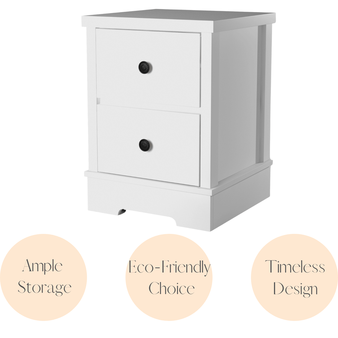 White Coastal Style Bedside Table