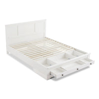 White Coastal Lifestyle Bedframe with Storage Drawers - Double
