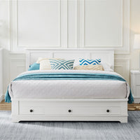 White Coastal Lifestyle Bedframe with Storage Drawers - Double
