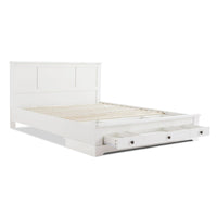 White Coastal Lifestyle Bedframe with Storage Drawers - Double