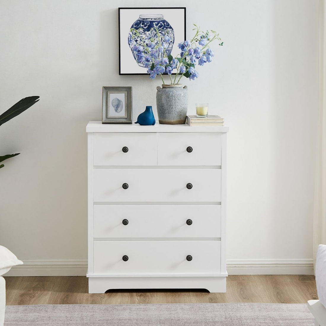White Coastal Style Chest of Drawers Tallboy