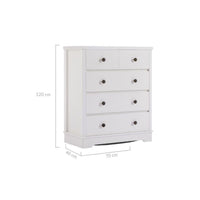 White Coastal Style Chest of Drawers Tallboy