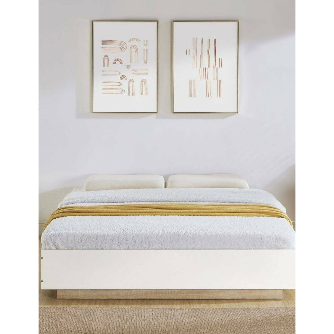 Industrial Contemporary White Oak Bed Base