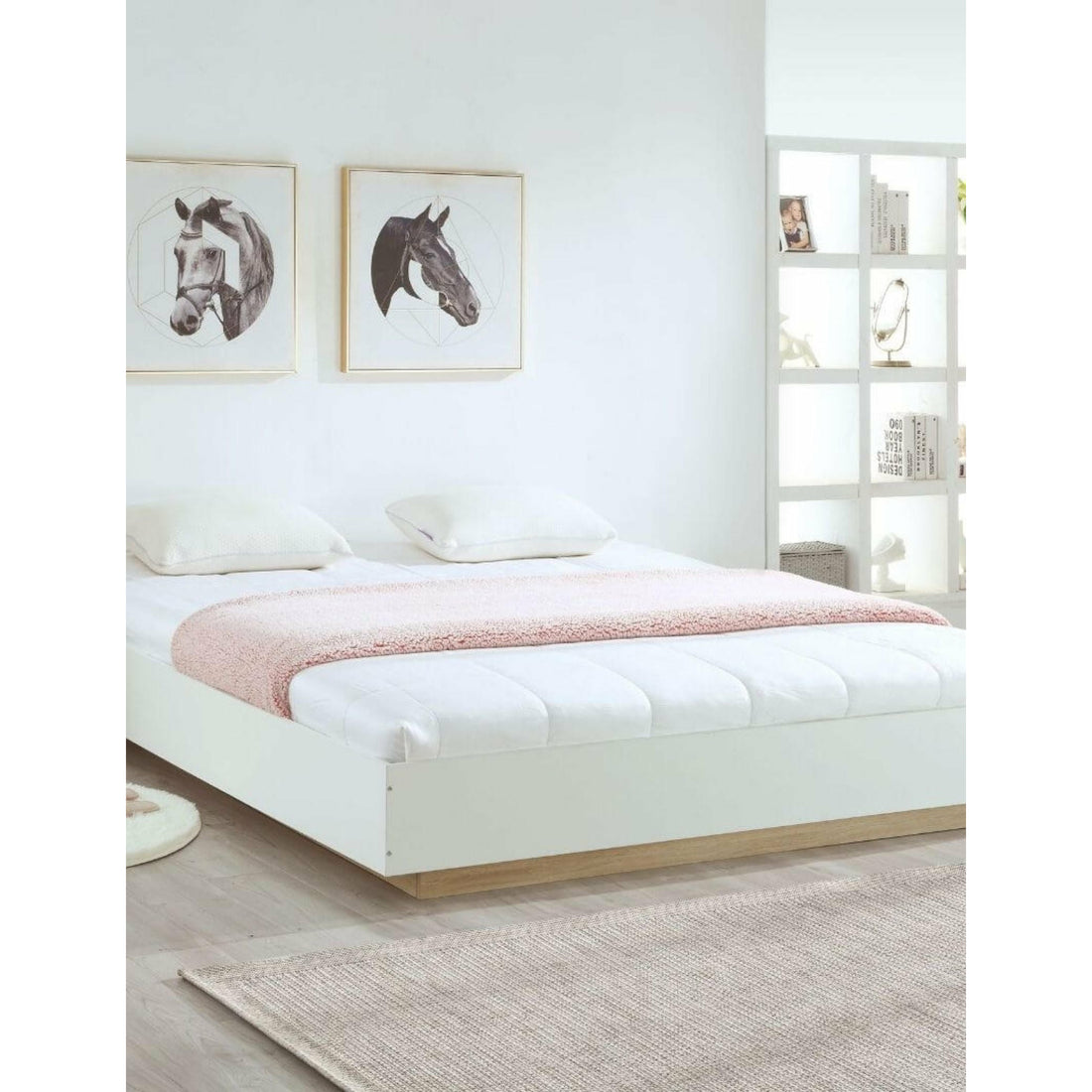 Industrial Contemporary White Oak Bed Base
