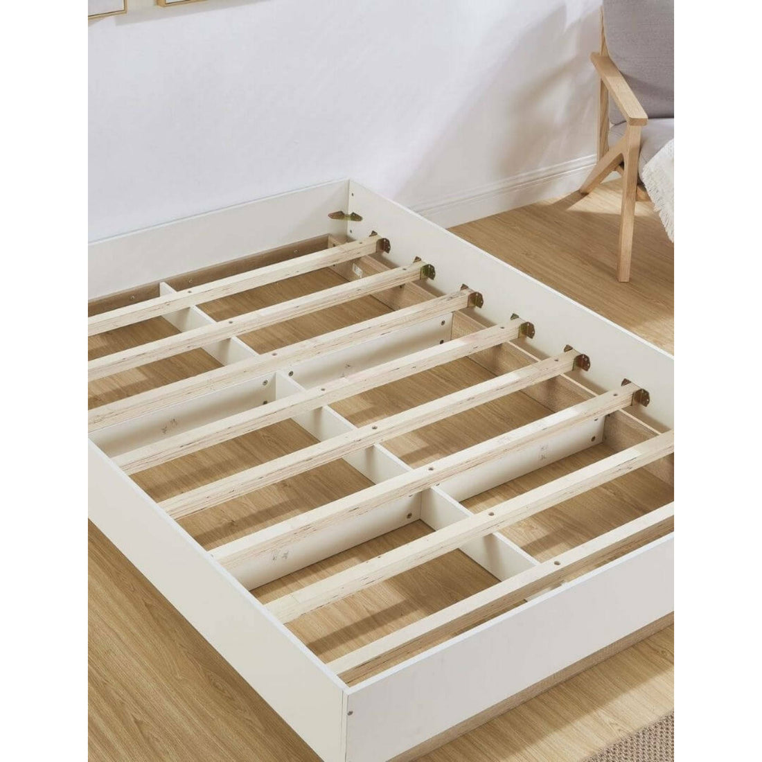 White Oak Industrial Contemporary Bed Base
