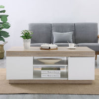 Coastal White & Wooden Coffee Table