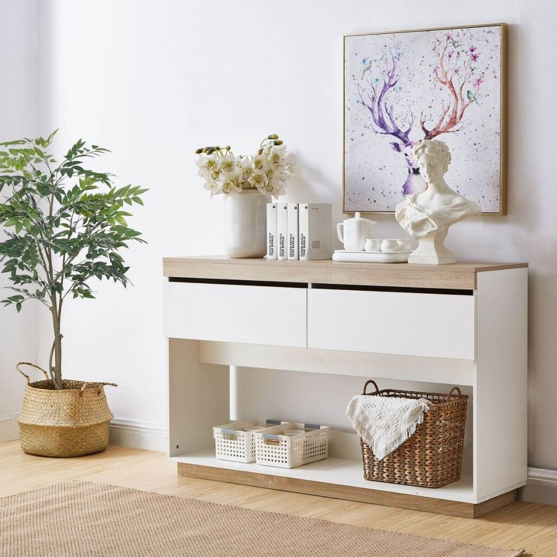Coastal White Oak Hallway Table