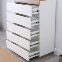 Coastal White Wooden Chest of 5 Drawers Tallboy