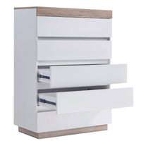 Coastal White Wooden Chest of 5 Drawers Tallboy
