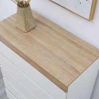 Coastal White Wooden Chest of 5 Drawers Tallboy