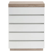 Coastal White Wooden Chest of 5 Drawers Tallboy