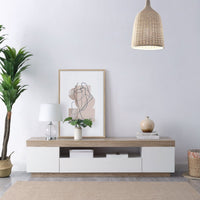Coastal White & Wooden Entertainment Unit - 180cm