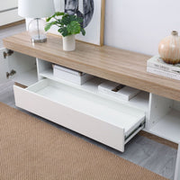 Coastal White & Wooden Entertainment Unit - 180cm