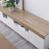 Coastal White & Wooden Entertainment Unit - 180cm