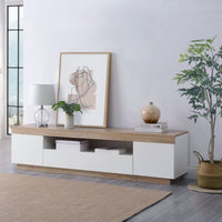Coastal White & Wooden Entertainment Unit - 180cm