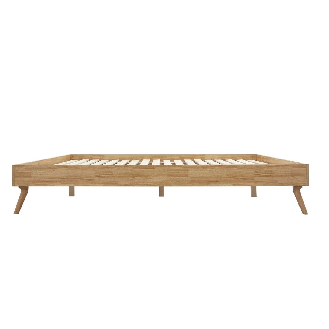 Natural Oak Ensemble Bed Frame Wooden Slat - Double