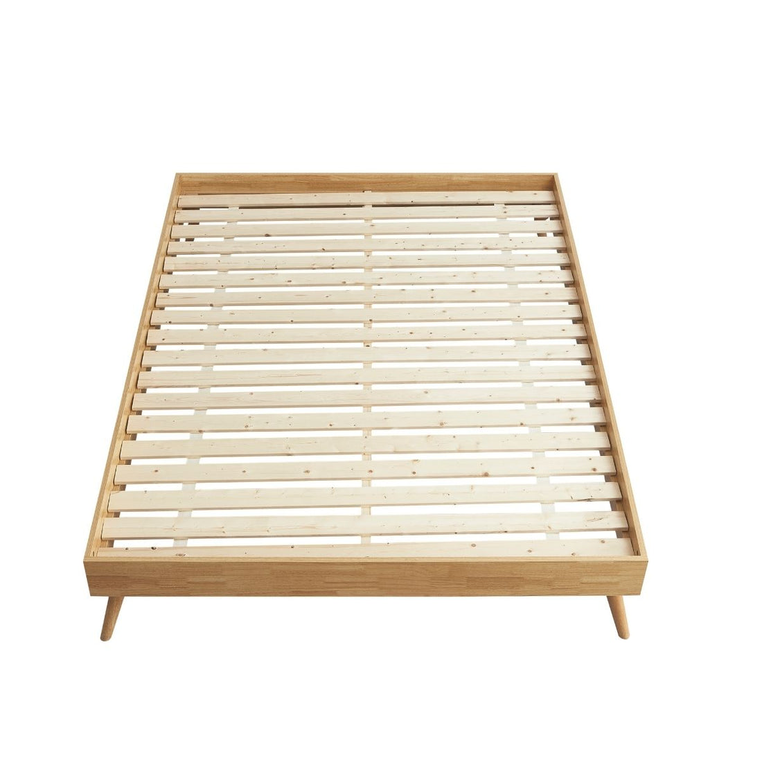 Natural Oak Ensemble Bed Frame Wooden Slat - Double