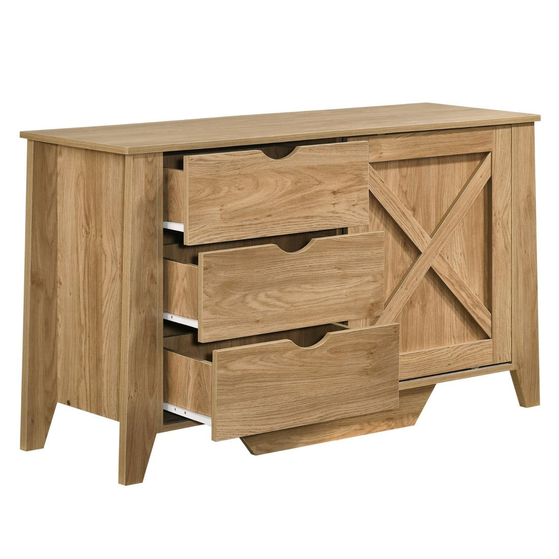 Rustic Barn Style Wooden Sideboard with 3 Drawers