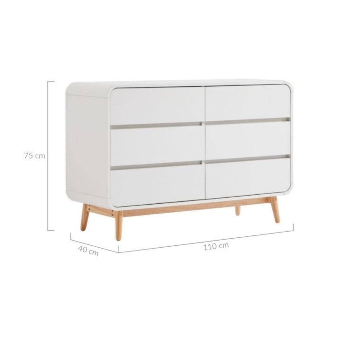 White Modern Retro Chest of Drawers Cabinet