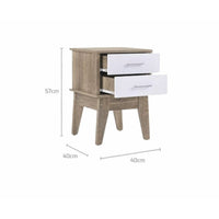 Oak Wooden 2 Drawers Bedside Table
