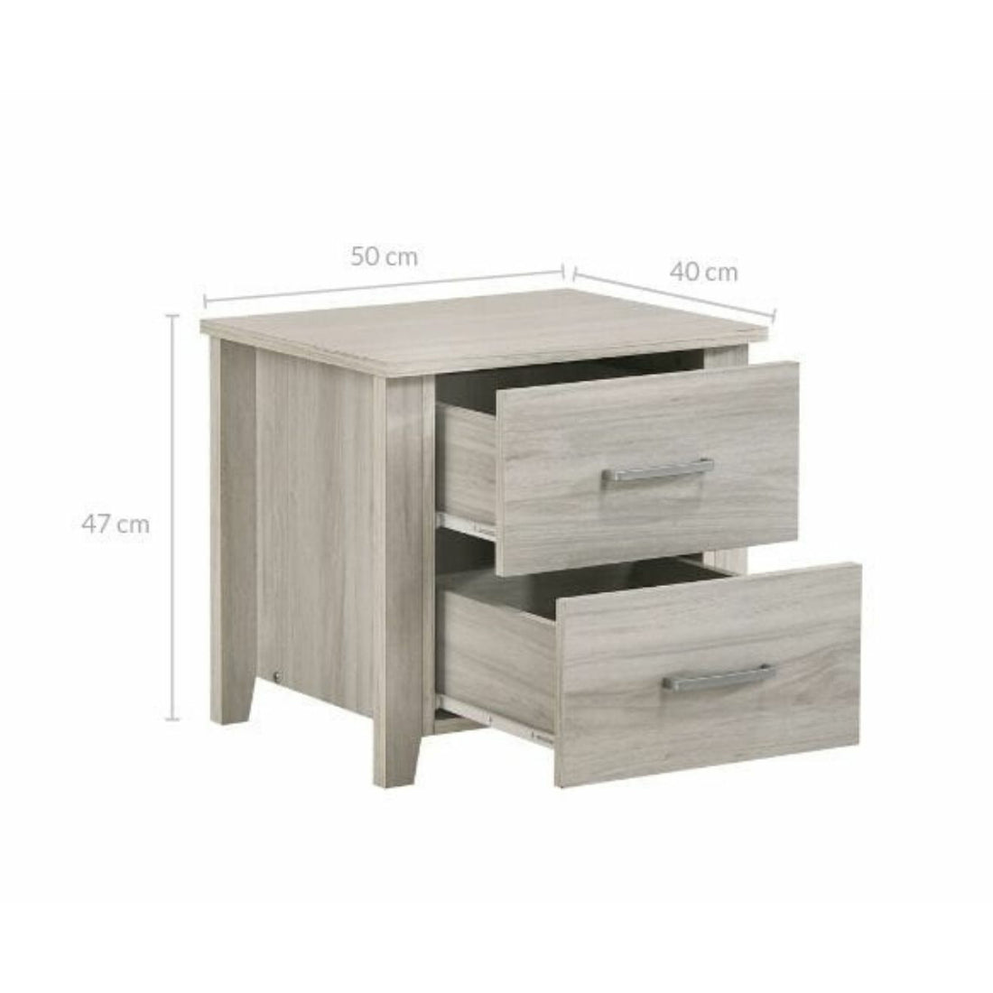 White Oak Bedside Table with 2 Drawers