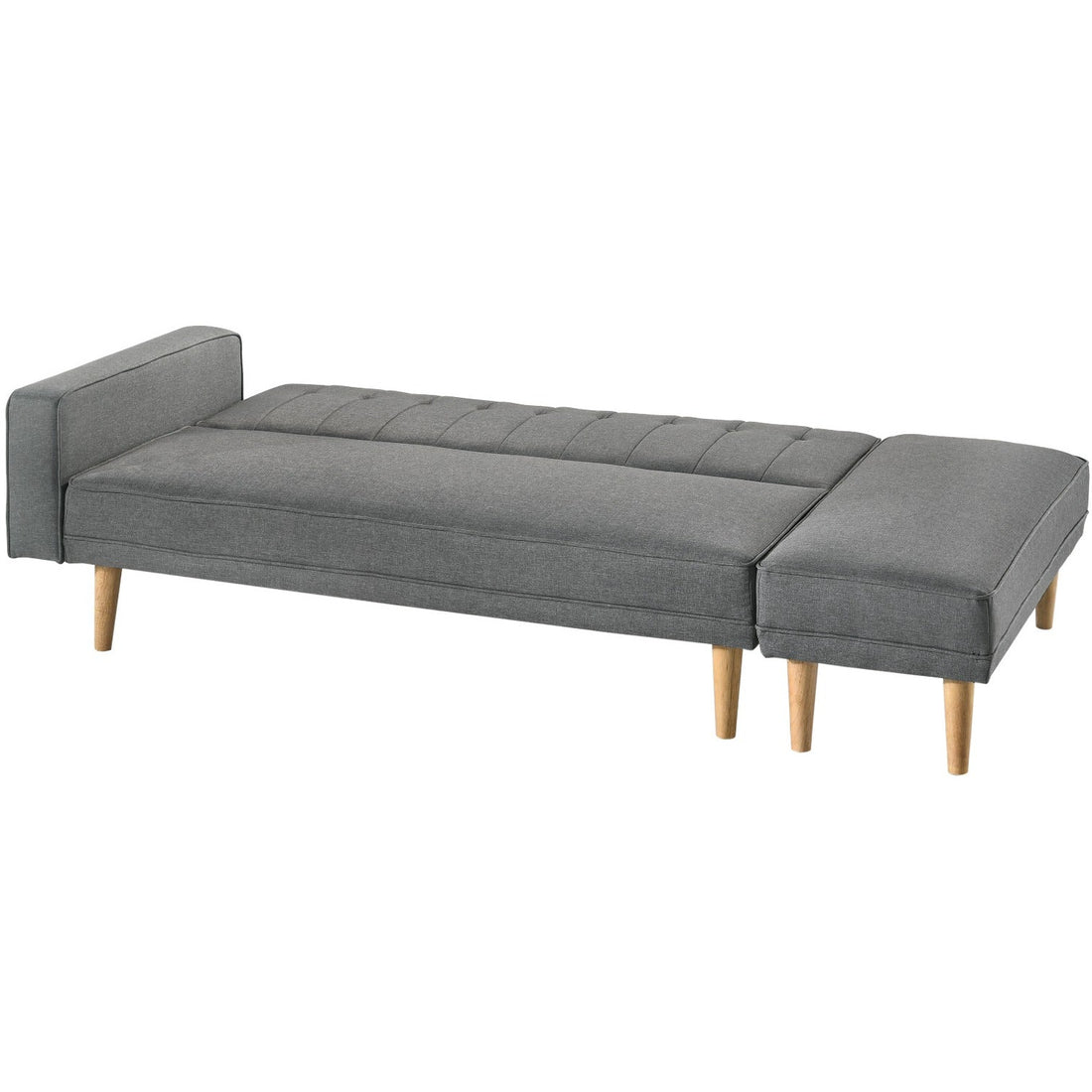 3 Seater Fabric Sofa Bed with Ottoman - Light Grey