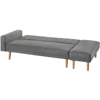 3 Seater Fabric Sofa Bed with Ottoman - Light Grey