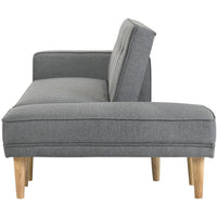 3 Seater Fabric Sofa Bed with Ottoman - Light Grey
